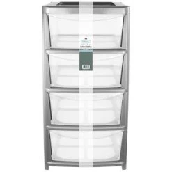 B&M 4 Drawer Silver Storage Unit