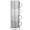 B&M Jumbo Embossed Stacking Mugs 4pk -B&M 329369 Jumbo Embossed Stacking Mugs Set of 4