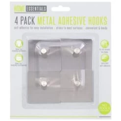 B&M Metal Adhesive Hooks 4pk - Square -B&M 332165 metal hooks 4pk square
