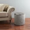 B&M Round Velvet Storage Ottoman -B&M 334907 round velvet studded ottoman1