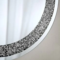 B&M Round Crushed Jewel Mirror - Silver -B&M 338019 round crushed jewel mirror 2
