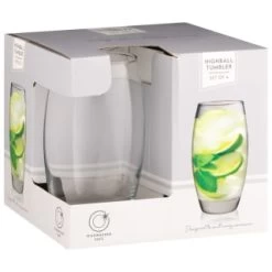B&M Curved Hiball Glasses 4pk -B&M 338803 set of 4 highball tumblers