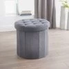 B&M Round Storage Ottoman - Grey -B&M 345786 round grey ottoman