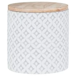 B&M Embossed Geometric Storage Canisters 3pc -B&M 356821 storage canisters geo grey