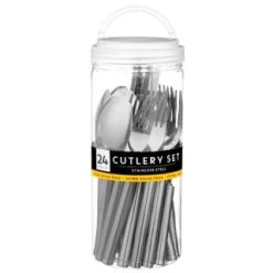 B&M Stainless Steel Cutlery Set 24pc -B&M 357148 24pc stainless steel cutlery set 2