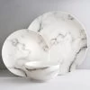 B&M White Marble Effect Dinner Set 12pc -B&M 357251 marble dinner set 12pk