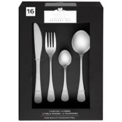 B&M Heart Embossed Cutlery Set 16pc -B&M 357351 16pc heart embossed cutlery set