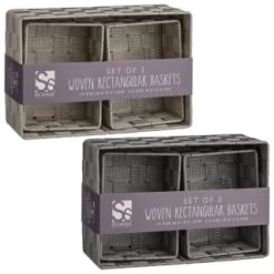 B&M Woven Storage Baskets 3pk - Silver -B&M 365979 365978 3pk woven baskets group