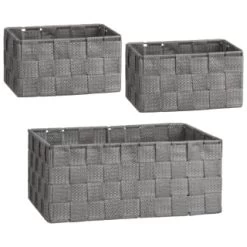 B&M Woven Storage Baskets 3pk - Silver -B&M 365979 3pk woven baskets silver group
