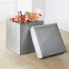 B&M Glitter Storage Seat Ottoman - Silver -B&M 366012 silver glitter storge seat ottoman