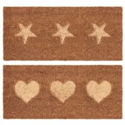B&M Embossed Coir Step Mat - Hearts -B&M 367447 embossed coir step mat 25x55cm main