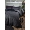B&M Luna Waffle Double Duvet Set - Black -B&M 367718 367719 luna waffle black duvet set 1