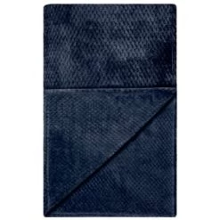 B&M Waffle Faux Fur Throw - Navy -B&M 372950 waffle faux fur throw navy
