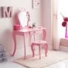 B&M Amelia Vanity Set With Stool & Mirror 2 B&M Amelia Vanity Set With Stool & Mirror -B&M 375844 amelia vanity set pink
