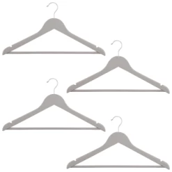 B&M Matte Grey Wooden Hangers 4pk -B&M 376023 wooden hangers 4pk group