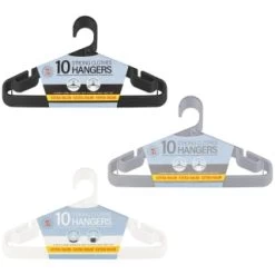B&M Jumbo Hangers 10pk - Grey 9 B&M Jumbo Hangers 10pk - Grey -B&M 376555 376556 376557 10pk strong clothes hangers main