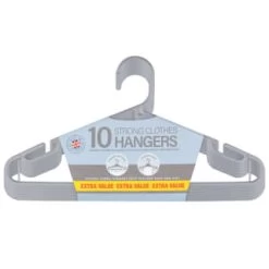 B&M Jumbo Hangers 10pk - Grey 8 B&M Jumbo Hangers 10pk - Grey -B&M 376556 10pk strong clothes hangers grey 2