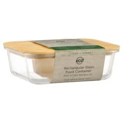 B&M Rectangular Glass Food Container With Bamboo Lid -B&M 378623 regular glass food container 3