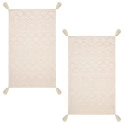 B&M Homestead Embossed Tea Towels With Tassels 2pk - Natural -B&M 380229 2pk homestead embossed tea towel with tassels 2