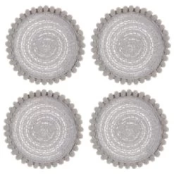 B&M Pom Pom Coasters - Grey 4pk -B&M 380383 4pk harmony pom pom coasters grey 2