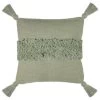 B&M Indigo Tufted Stripe Cushion With Tassels - Sage -B&M 380494 indigo tufted stripe cushion with tassels sage