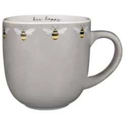 B&M Bee Happy Printed Mugs - 4pk -B&M 380506 4pk printed mugs bee happy grey