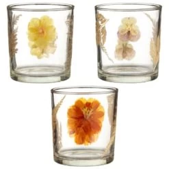 B&M Dried Flowers Tealight Holder - Orange -B&M 380589 dried flowers tealight holder group