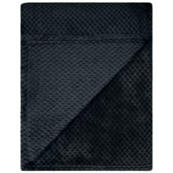 B&M Waffle Fleece Throw - Black -B&M 383147 supersoft waffle fleece throw black 3