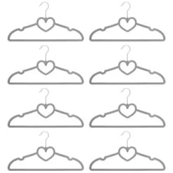 B&M Velvet Heart Shaped Hangers 8pk - Grey -B&M 383671 8pk velvet shaped hangers hearts grey