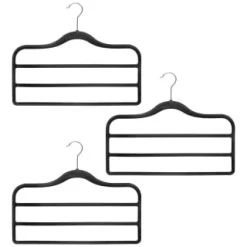 B&M Velvet Trouser Hangers 3pk - Black -B&M 383688 3pk pure velvet trouser hangers black