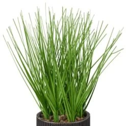 B&M Artificial Grass In Black Rattan Pot -B&M 387525 grass in black rattan pot 2