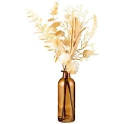 B&M Bleached Flowers In Amber Vase