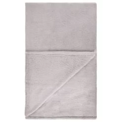 B&M Cosy At Home Silver Teddy Throw -B&M 388657 teddy throw silver 3