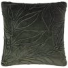 B&M Leaf Velvet Quilted Cushion - Green -B&M 388745 woodland green leaf cushion