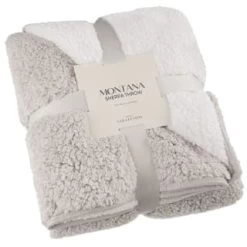 B&M Montana Two Tone Sherpa Throw - Natural