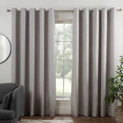 B&M Colorado Hopsack Fully Lined Silver Eyelet Curtains 46 X 72"