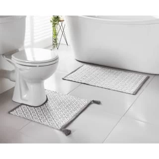 B&M Diamond Woven Pedestal Mat - Grey 2 B&M Diamond Woven Pedestal Mat - Grey