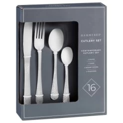B&M Cambridge Hammered Cutlery Set 16pc -B&M 390396 16 peice cambridge cutlery set hammered