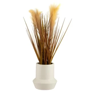 B&M Pampas Grass In Stone Pot - Neutral 3 B&M Pampas Grass In Stone Pot - Neutral