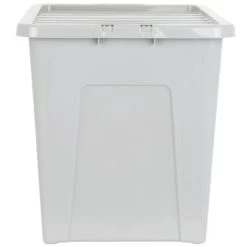 B&M Storage Box With Lid 80L - Grey -B&M 391381 grey 80l storage box and lid 2