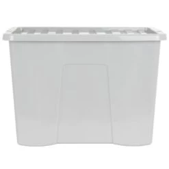 B&M Storage Box With Lid 80L - Grey -B&M 391381 grey 80l storage box and lid