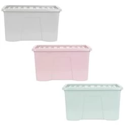 B&M Storage Box With Lid 60L - Dusty Pink -B&M 391387 391388 391389 60l storage box group