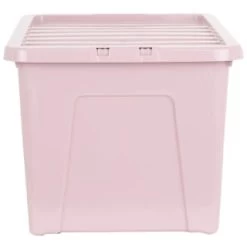 B&M Storage Box With Lid 60L - Dusty Pink -B&M 391389 dusty pink 60l storage box 2