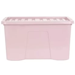 B&M Storage Box With Lid 60L - Dusty Pink -B&M 391389 dusty pink 60l storage box