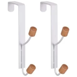 B&M Wood Double Over The Door Hooks 2pk -B&M 393905 2pk wood double over the door hooks 2