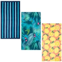 B&M Adult's Beach Towel - Blue Stripes -B&M 393917 adult printed beach towel group 2