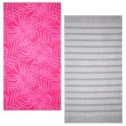 B&M Oversized Jacquard Beach Towel - Pink Tropical -B&M 393922 oversize jacquard beach towel group 2