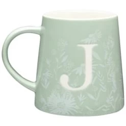 B&M Floral Alphabet Mug (Assorted) -B&M 394397 floral alphabet mug green j