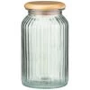 B&M Large Ribbed Glass Jar With Wooden Lid -B&M 394426 ribbed glass jar with wooden lid large 2
