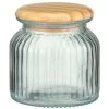 B&M Small Ribbed Glass Jar With Wooden Lid 1 B&M Small Ribbed Glass Jar With Wooden Lid -B&M 394427 ribbed glass jar with wooden lid small 2